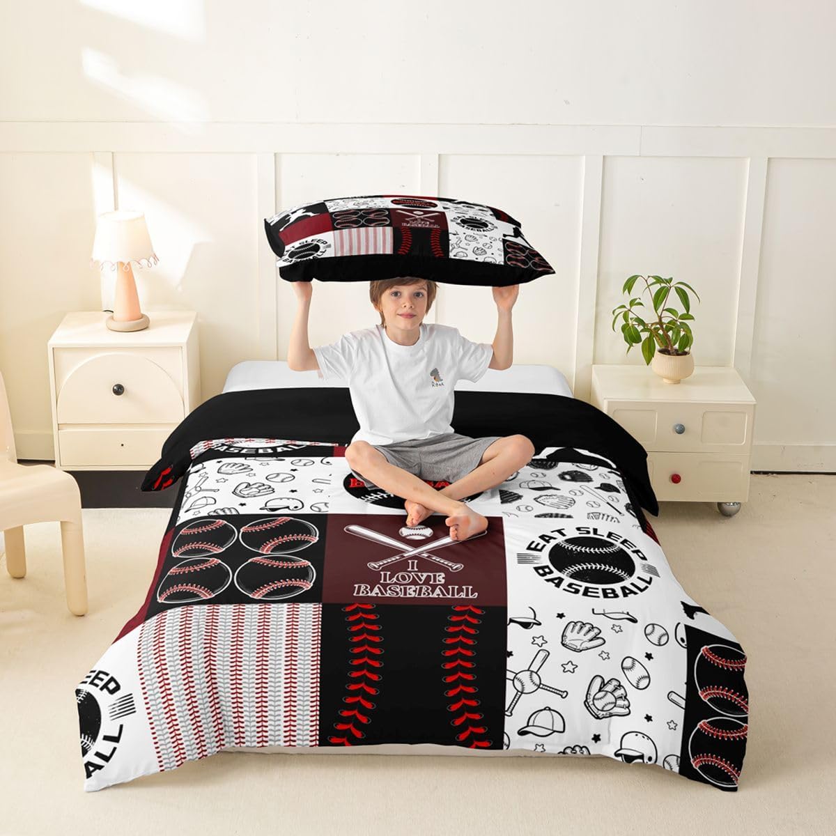 Drum Kit Duvet Cover,Kids Musical Instruments Bedding Set,Rock Music Comforter Cover for Boys Girls Room Decor,Neon Lighting Lightweight Bedspread Cover Twin Size with 1 Pillow Case(No Comforter)