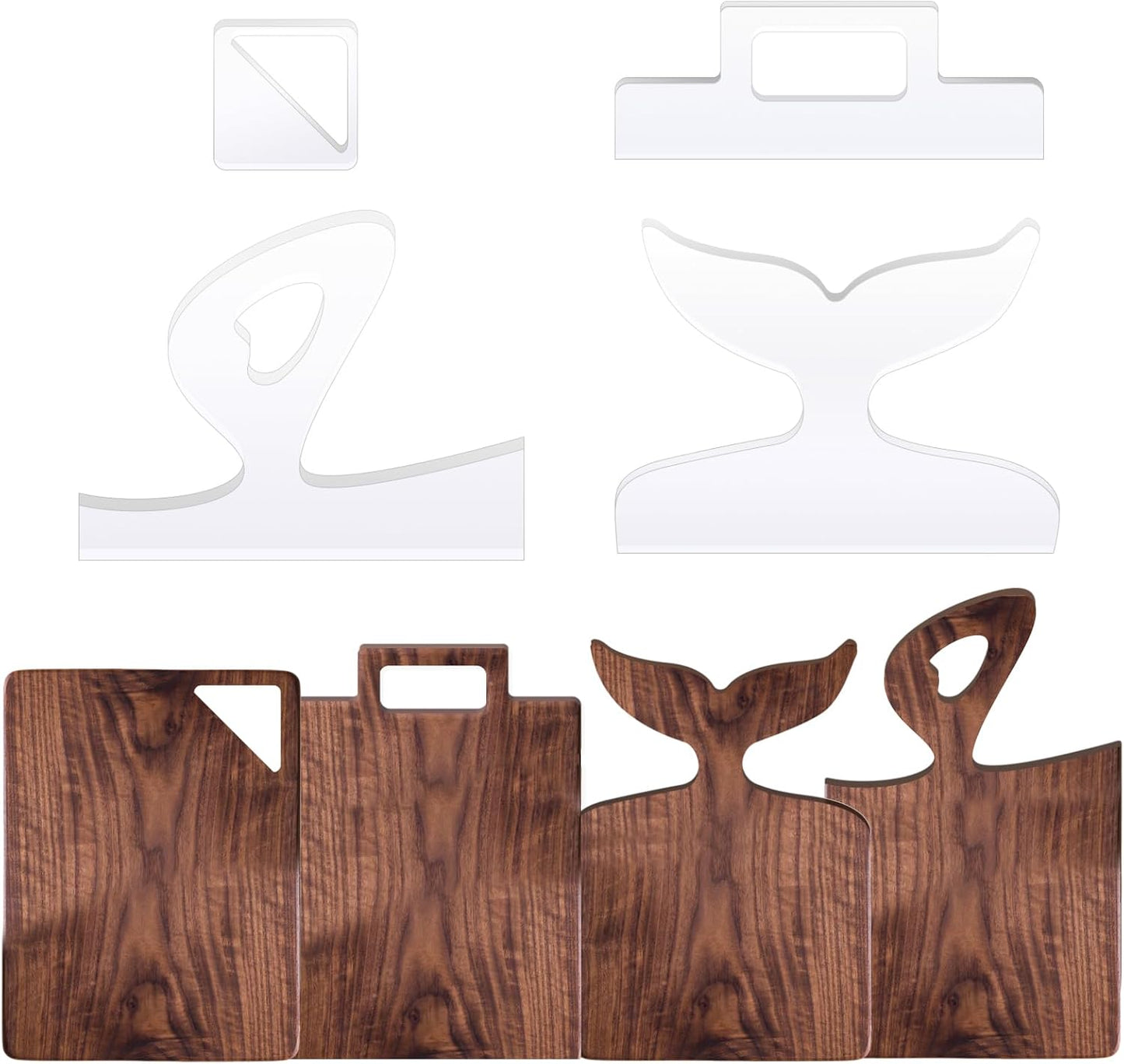 Router Templates, 4pcs Acrylic Charcuterie Board Handle Template, LYMOI Clear Cut Board Thick Handle Template, Angled Curvy Tracing Stencils Cut Guide Tools for Kitchen Woodworking. (Style 1)