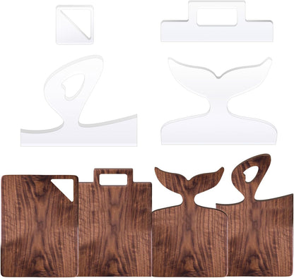 Router Templates, 4pcs Acrylic Charcuterie Board Handle Template, LYMOI Clear Cut Board Thick Handle Template, Angled Curvy Tracing Stencils Cut Guide Tools for Kitchen Woodworking. (Style 1)