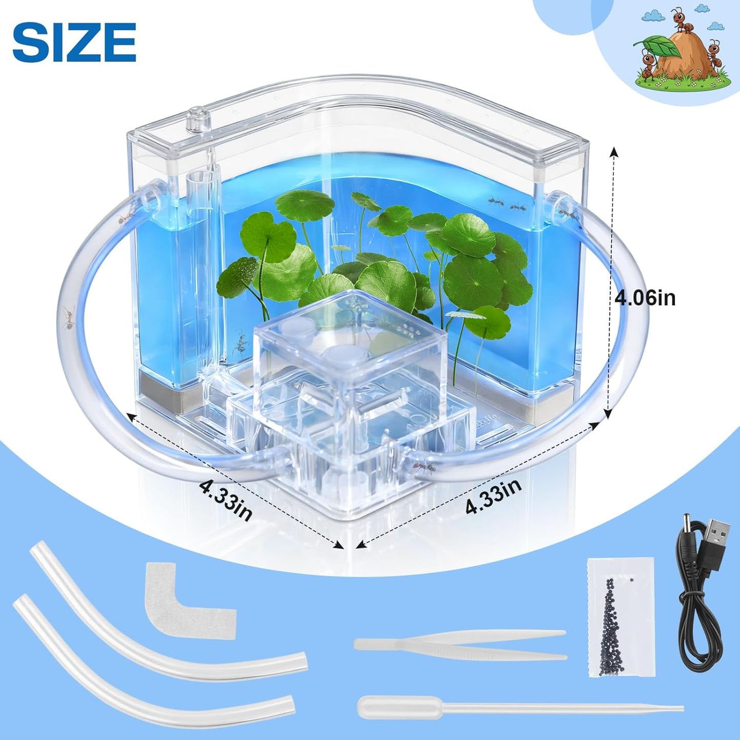 Ant Farm, Ant Habitat Kit with Built-in Lights for Observation and Learning, Fostering Exploration, Growth, and Discovery at Home