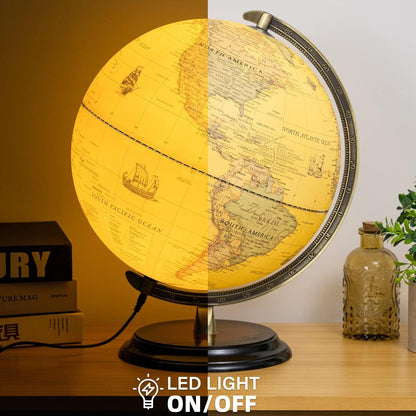 BSHAPPLUS 13 inch Large Globe for Classroom & Home Learning, Political Globe with 195+ Countries, Dry Erase & Waterproof Surface, Solid Stainless Steel Base (No Assembly Required)