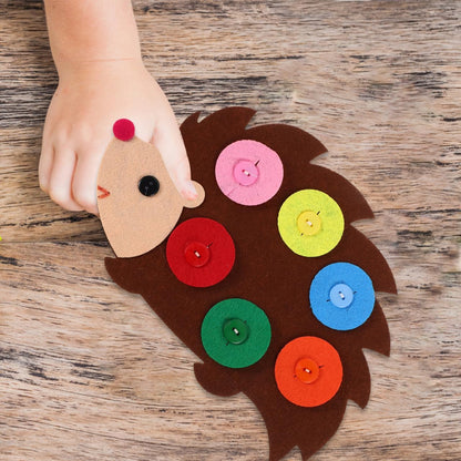 Totority Kids Button Art Toy DIY Felt Non Woven Craft Educational Sensory Board for Toddlers Enhancing Creativity Motor Skills Family Party Fun 9.13X5.78In
