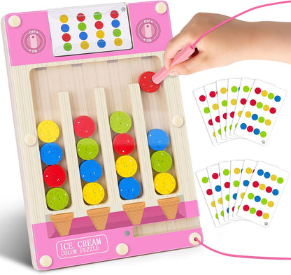 Kids Montessori Magnetic Wooden Toys: 3 4 5 6 7 Year Old Birthday Gift for Boys Girls Age 4-7 Preschool Educational Learning Activities Toy Sensory Autistic Puzzle Maze Game Present for Toddlers