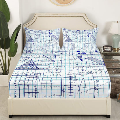 Erosebridal Chemistry Lab Fitted Sheet Twin Size Chemical Equation Bed Sheets for Boys Girls Chemical Elements Science Theme Bed Set Teens Kids Science Students Bedding Set School Dorm Room Decor