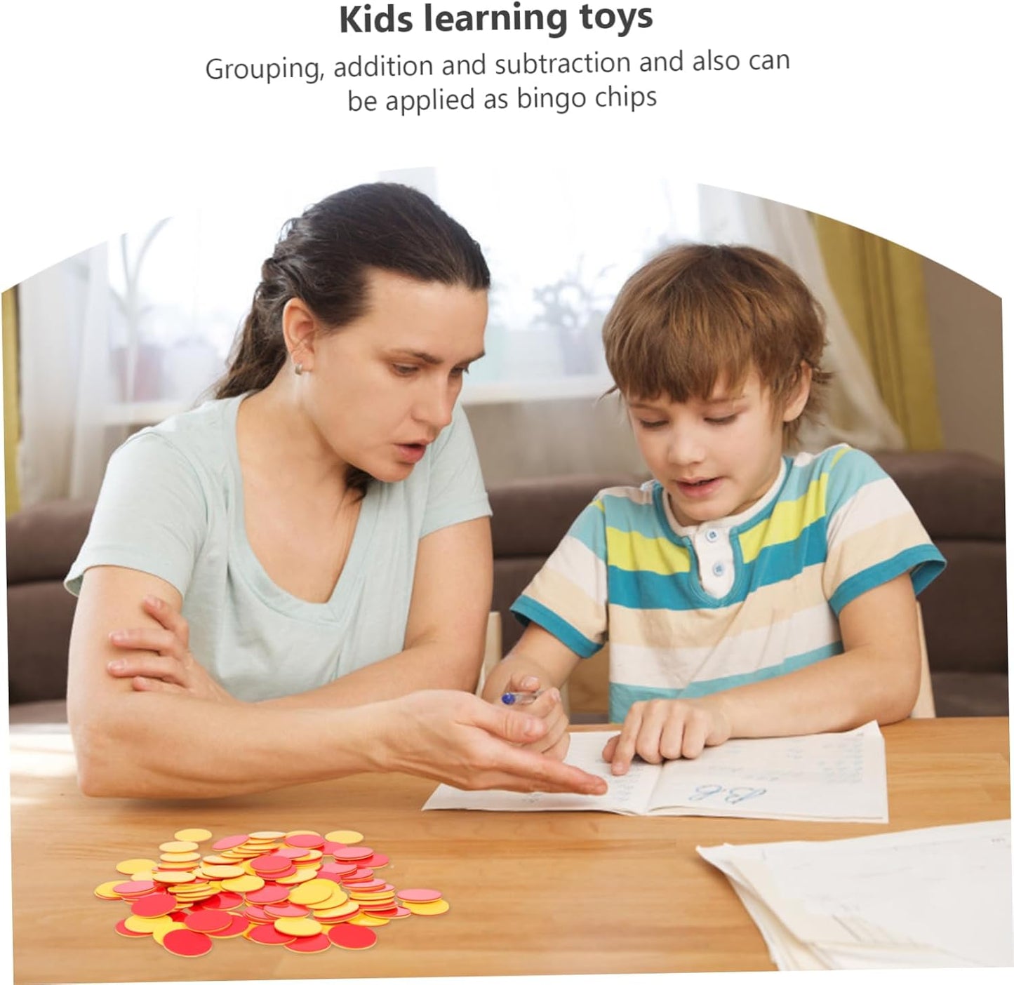 100Pcs Educational Counting Chips for Boys and Girls Plastic Round Disks Two-Color Math Teaching Aids for Home Learning and Classroom Activities
