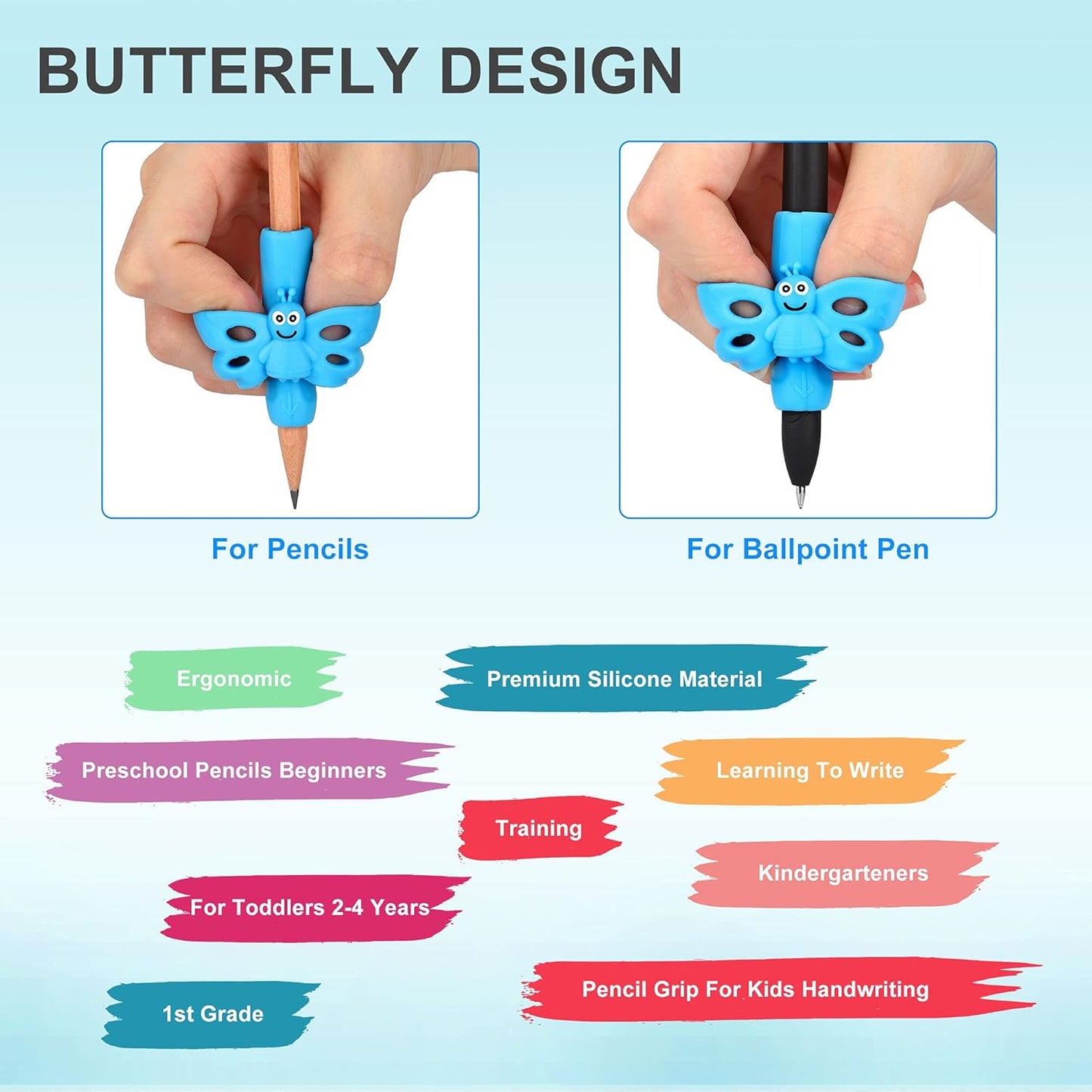KOABBIT Pencil gripper kids/toddler handwriting aid tools for beginners,Pencil Holder for preschooler 2-4 Years learning to Write for Children's Training Pen Holding Posture Correction Tools(3 PACK)