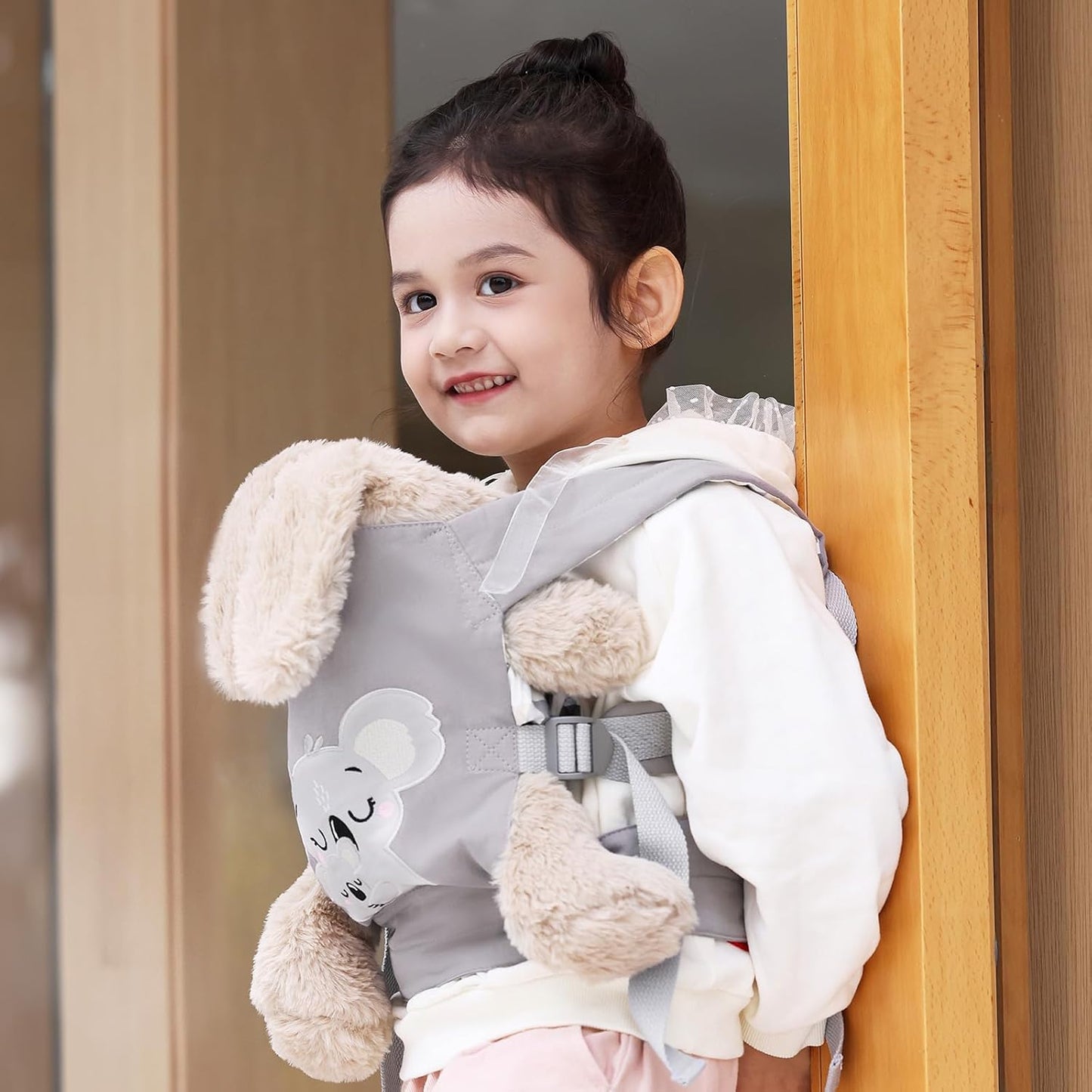 GAGAKU Doll Carrier for Kids, Toy Baby Doll Carrier, Reborn Dolls Carrier Toy Baby Sling with Adjustable Straps, Baby Doll Accessories - Green - Camellia