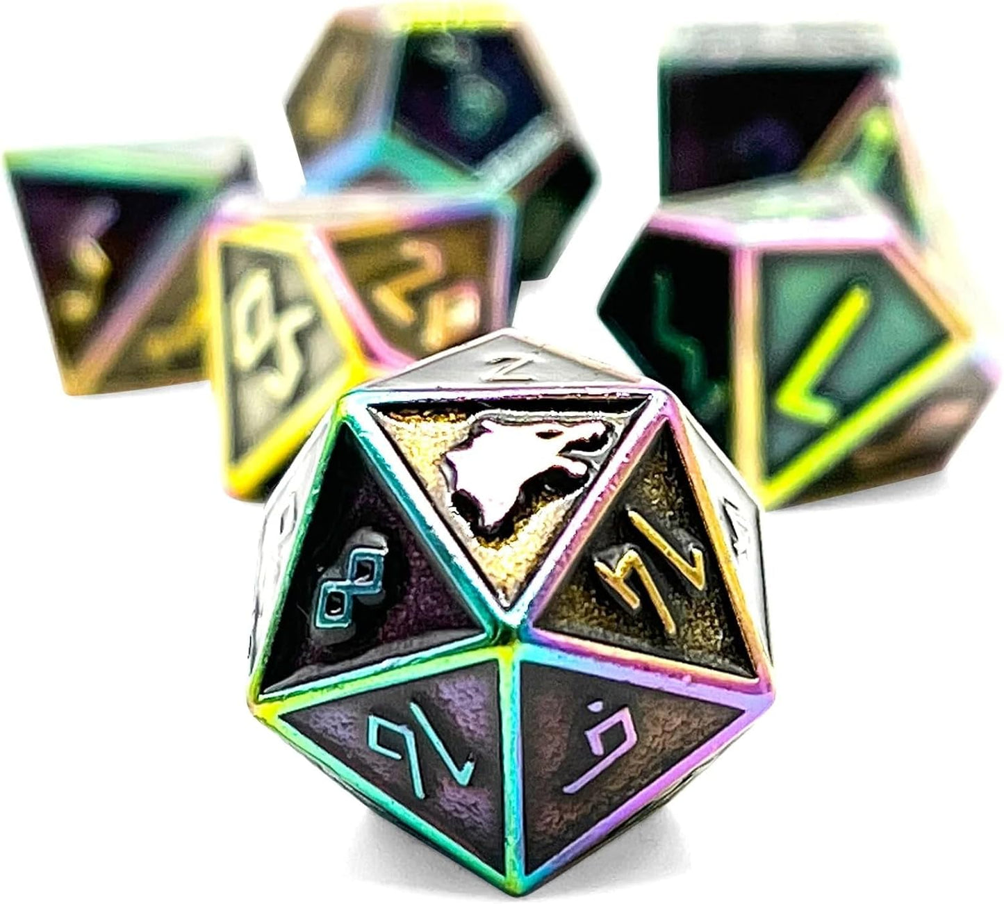 Norse Foundry Set of 7 Banshee Wail Norse Series Full Metal Polyhedral Dice RPG Math Games DND Pathfinder