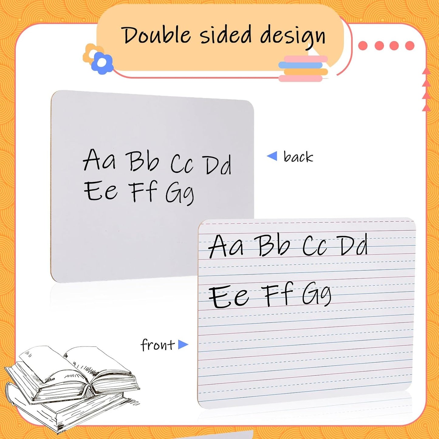 24 Pack 9"x12" Double Sided Whiteboard Lined Dry Erase Boards for Kids Ruled Writing Board with Whiteboard Eraser Handwriting Practice for Students Small White Board with Lines