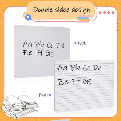 24 Pack 9"x12" Double Sided Whiteboard Lined Dry Erase Boards for Kids Ruled Writing Board with Whiteboard Eraser Handwriting Practice for Students Small White Board with Lines