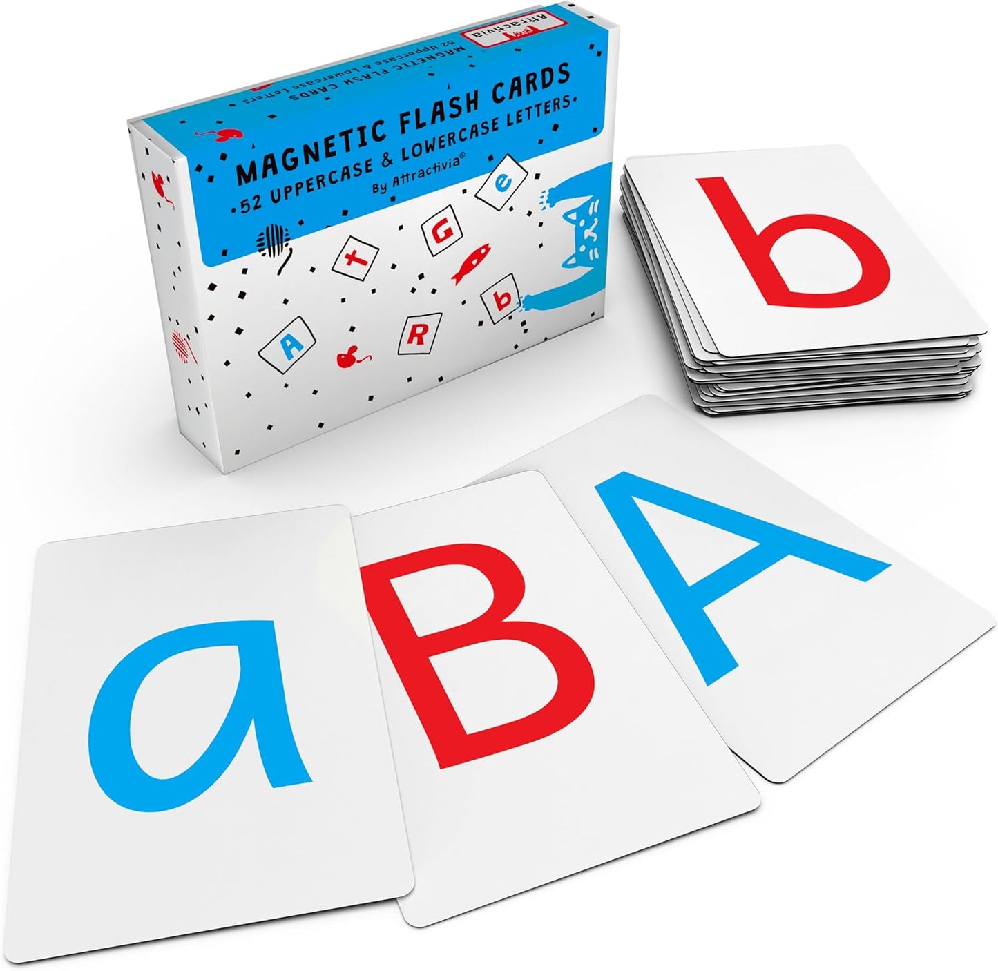 Attractivia Magnetic Big Alphabet ABC Flash Cards - 52 Sturdy Uppercase & Lowercase Large Letters, Black - for Classroom Teachers, Homeschool, ESL, Kids and Adults