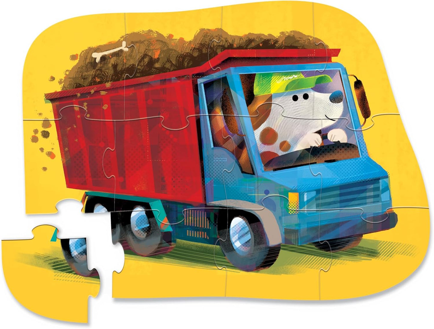 Crocodile Creek 12-Piece Mini Jigsaw Puzzle - Fun Floor Puzzles for Kids Ages 2-4 and Up - Heavy-Duty Shaped Box for Storage - Fire Truck - 12" x 9" Finished