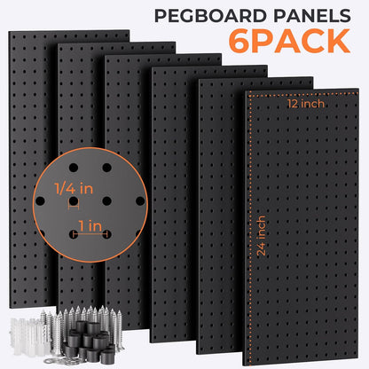 INCLY 48x24 Inch Metal Peg Board Kit with 1/4" Pegboard Hooks Accessories, 4PCS Pegboard Panels and 156PCS Black Pegboard Wall Organizer Tool Storage System for Garage Workbench Shed