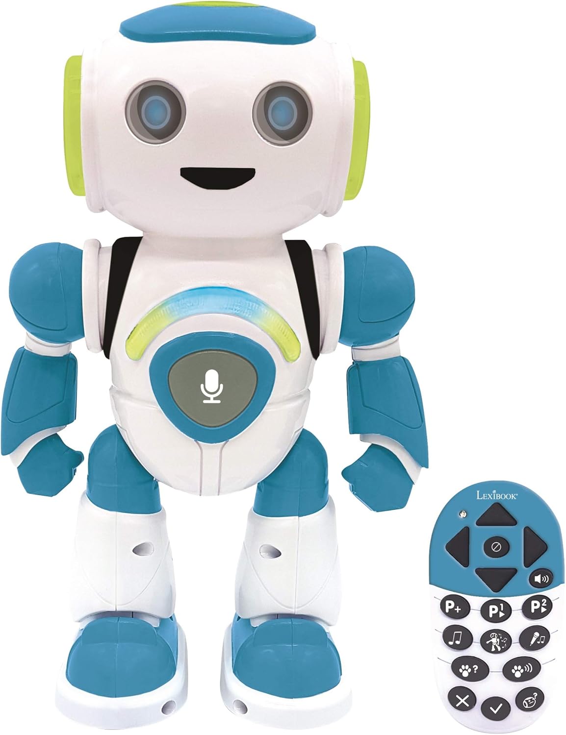 LEXiBOOK Powerman Max - Remote Control Walking Talking Toy Robot STEM Programmable Dances Sings Telling 10,000 Stories 300+ Learning Quiz Shooting Discs and Voice Repeat for Kids 4+ - ROB80EN, White