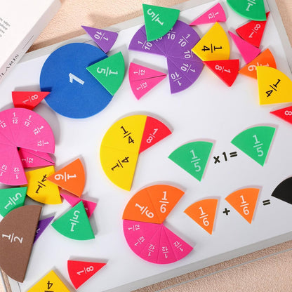 Sayglossy 10 Sets Fraction Set for Math Classroom Fractions Manipulatives Math Manipulatives for Home School Supplies (Circles)