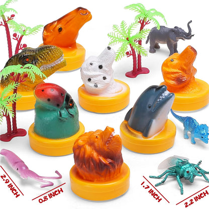 KarberDark 95 Pcs Small Animal Toys, Assorted Mini Ocean, Zoo, Farm, Dinosaur, Insect, Dog and Horse Figure, Little Plastic Animals Figurine for Easter, Sensory Bin Stuffers, Birthday Gifts,Kid 3-5