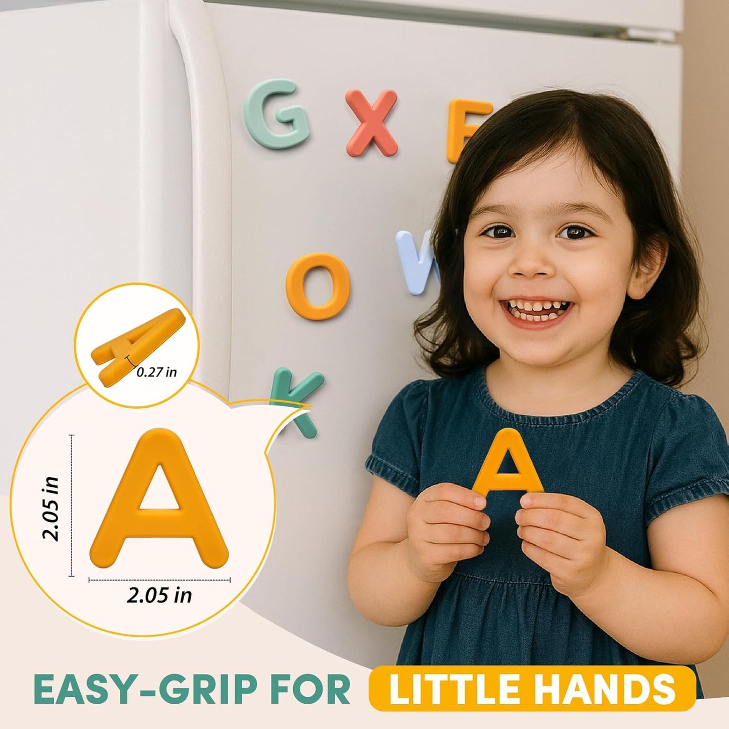 JoyCat Silicone Alphabet Magnetic Letters, 26 Uppercase ABC Fridge Magnets for Kids 3+, Preschool Learning Refrigerator Toy Set, Birthday Gifts for Boys Girls (Muted Color)