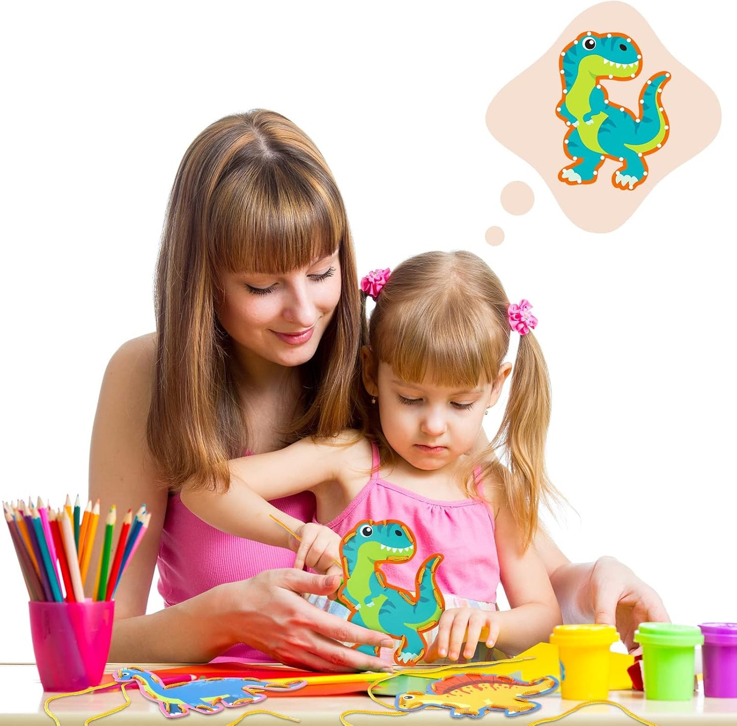 Pajean 10 Pcs Kids Lacing Cards Double Sided Animal Sewing Cards Kits 10 Styles Lacing Toy Crafts for Toddler Ages 3+ Developing Imagination Preschool Learning Activity Supplies(Farm Style)