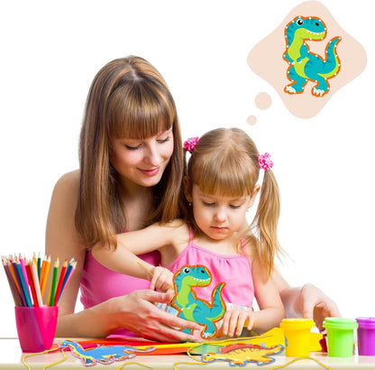 Pajean 10 Pcs Kids Lacing Cards Double Sided Animal Sewing Cards Kits 10 Styles Lacing Toy Crafts for Toddler Ages 3+ Developing Imagination Preschool Learning Activity Supplies(Farm Style)