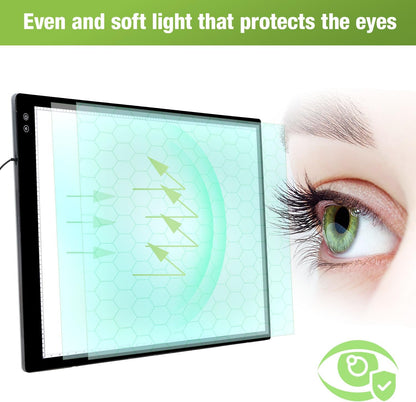 Rechargeable A3 Light Pad for Diamond Painting,Tracing Light Box with Stand and Clip,3 Colors Stepless Dimmable and 6 Levels of Brightness Light Board for Artists,Drawing,Sketching,Animation