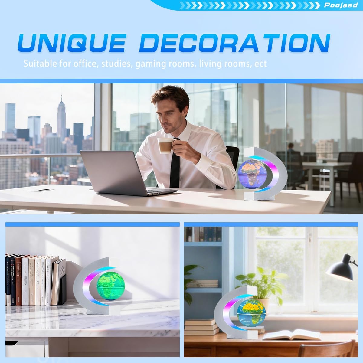 Magnetic Levitating Floating Globe with LED Lights, Cool Tech Gadgets Gifts World Globe Lamp for Men Father Teenage Boys Girls, Birthday Gifts Office Home Desk Decor Display