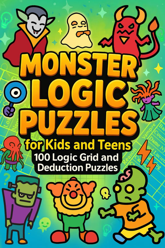 Monster Logic Puzzles for Kids and Teens: 100 Logic Grid and Deduction Puzzles: Learn To Solve Logic Puzzles With Full Rules, Examples and Detailed Solutions