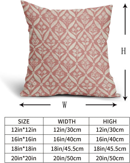Blue Green Floral Block Print Pillow Covers 12X20 Set of 2, Flower Pattern Spring Summer Print Decorative Throw Pillow Covers Outdoor Farmhouse Seasonal Cushion Case Couch Sofa Bed Decor