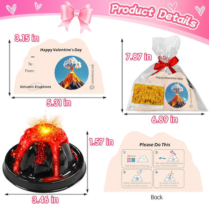 28 Pack Valentine's Day Gift Erupting Volcano Kit with Greeting Cards Volcano Science Experiment Party Favor STEM Educational Toys School Gifts Exchange Classroom Prizes for Boys Girls