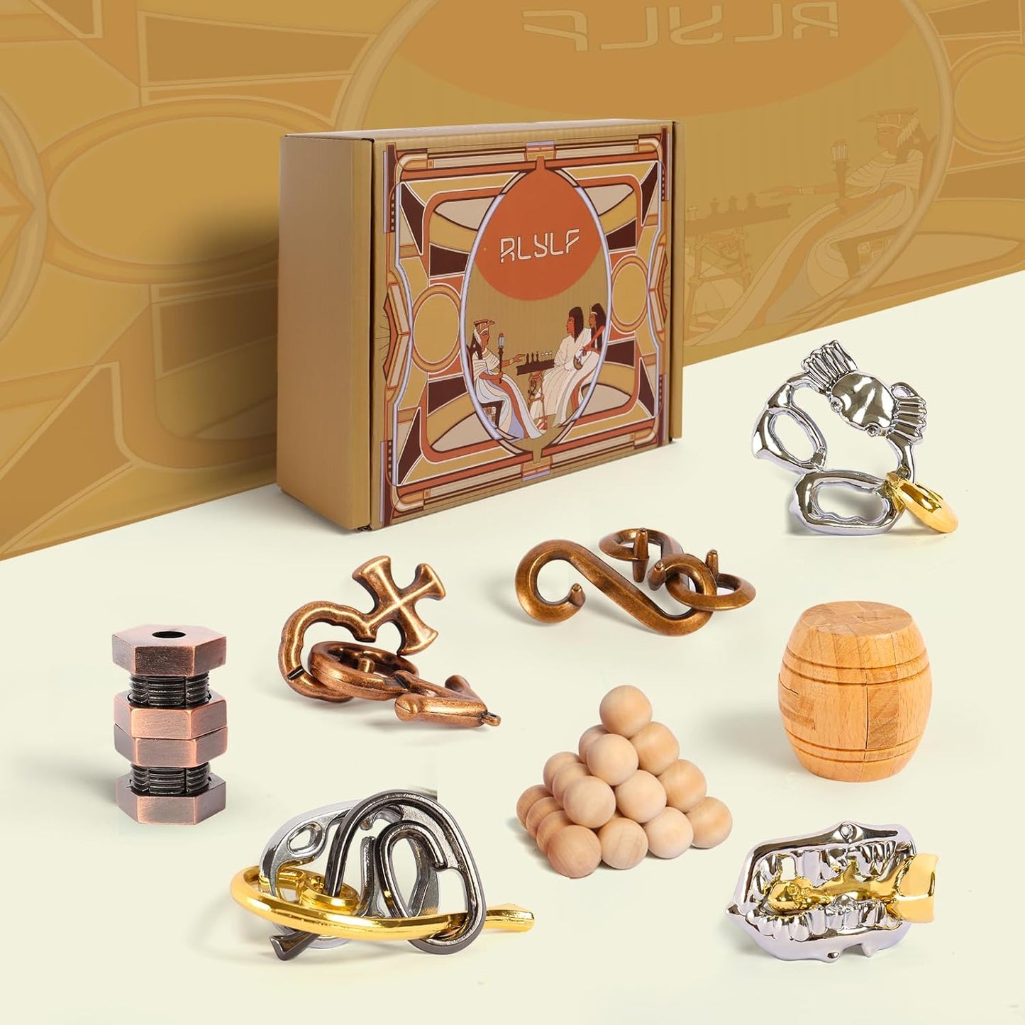 RLYLF 8 Pieces IQ Logic Training Brain Teaser Puzzles for Adults and Kids Family Games Party Favor Coffee Time Challenging Assembly and Disassembly Desk Toys