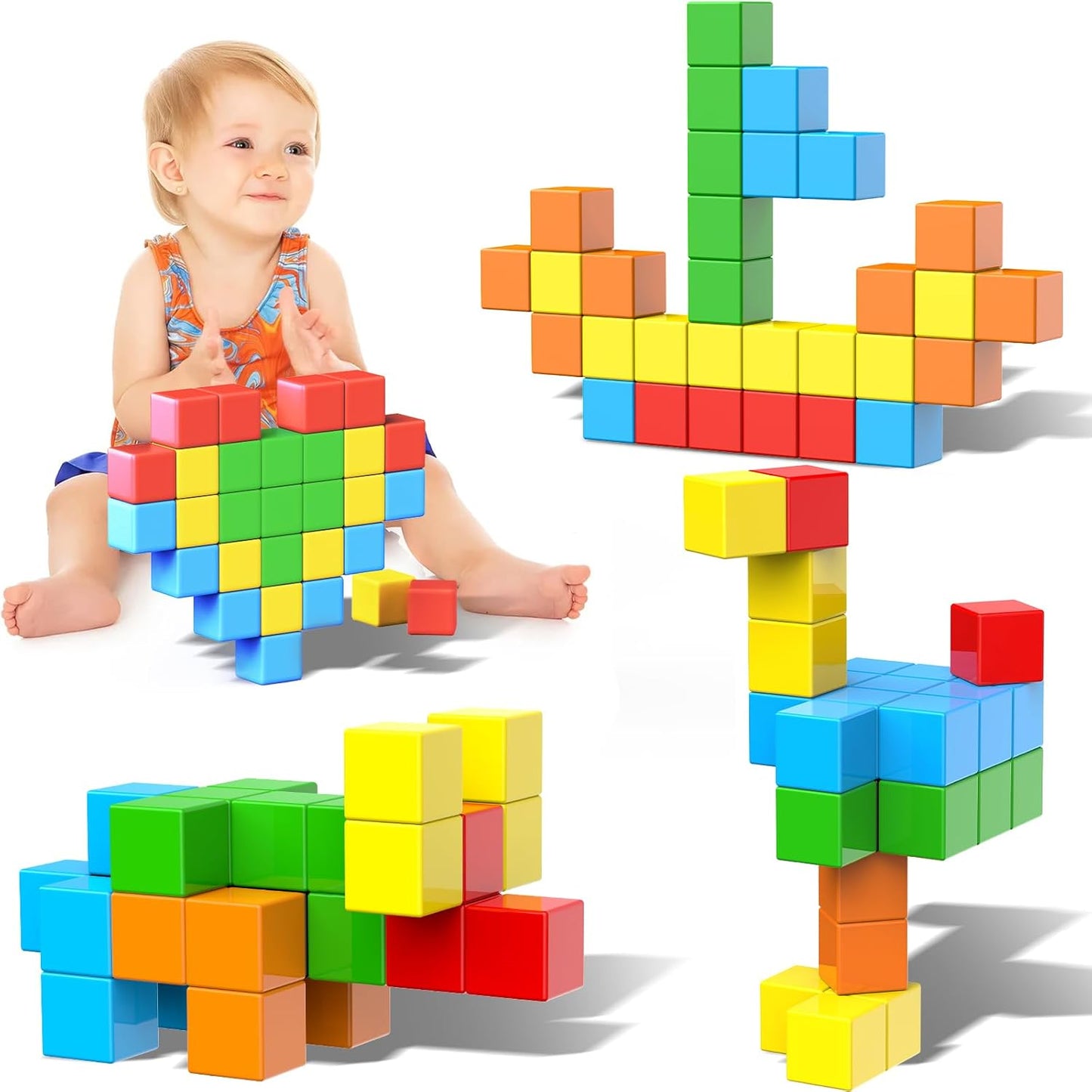 Magnetic Blocks, 1.41 inch Large Magnetic Building Blocks for Toddlers 3 4 5 6 7 8 Years Old Boys Girls Magnet Cubes for Kids 1-3 Montessori Toys STEM Preschool Educational Building Cube 30 Pcs
