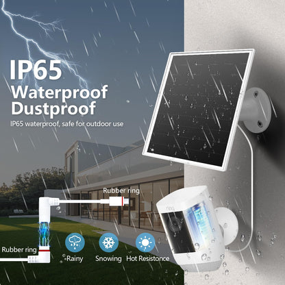 6W Solar Panel for Outdoor Security Camera with Micro USB & USB - C Port, Solar Panel Charger for Battery Camera, Fits Wyze/Reolink DC 5V Output, IP65/360° Adjustable, 9.8ft Cable, Fast Charging