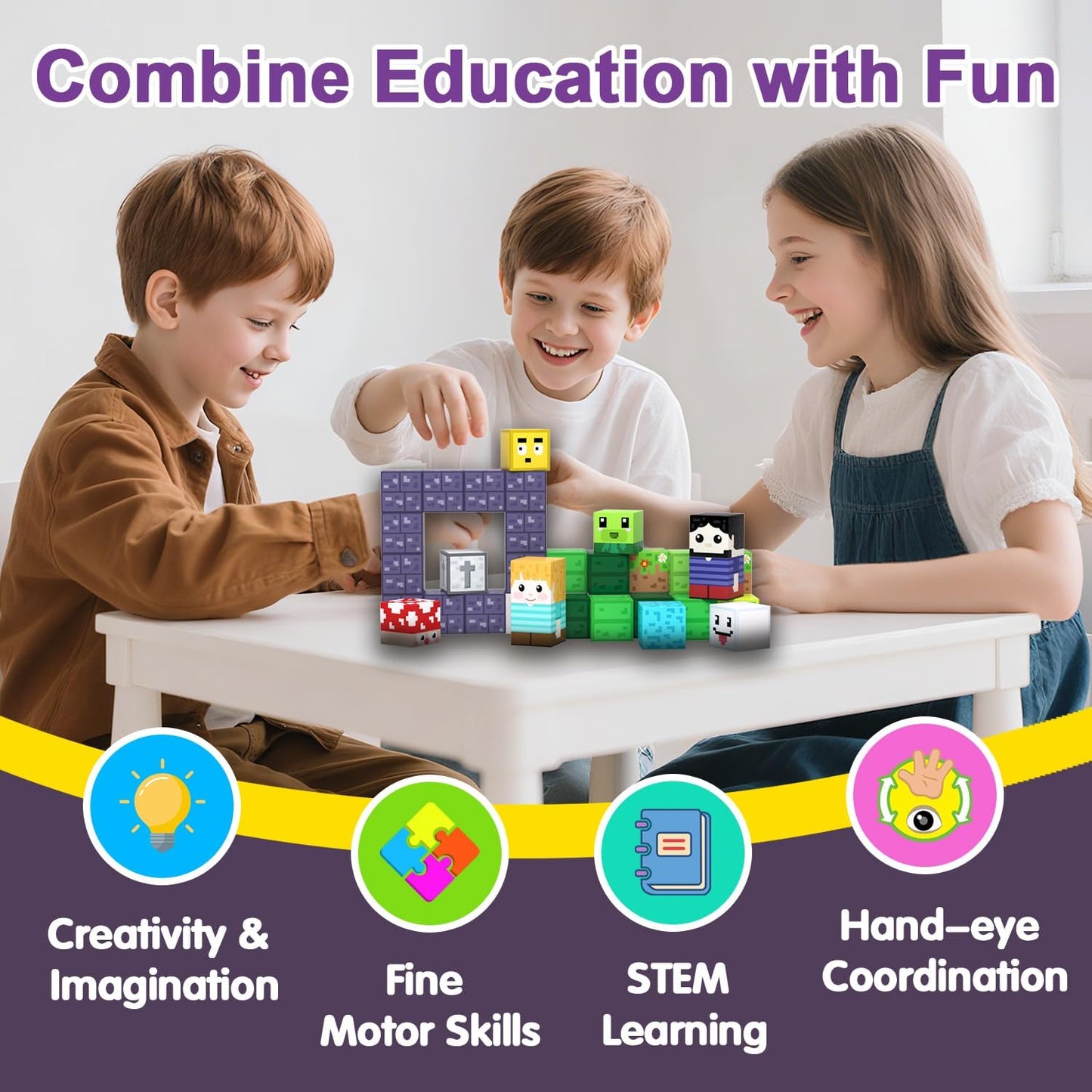 Magnetic Blocks Toys for Kids, 100 PCS Building Blocks Cubes, Stacking Magnetic Tiles Toys for Kids Toddlers Boys Girls Ages 3 4 5 6 7 8-12 Birthday Gifts Party Supplies (Underworld)
