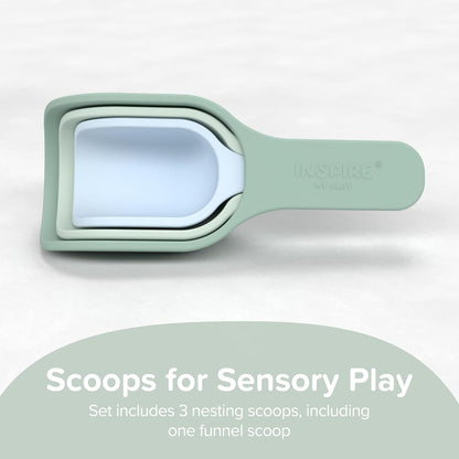 Inspire My Play - 3 x Silicone Nesting Scoops - Perfect for Sensory PlayTray - Sensory Bin Accessories - Special Education Classroom Supplies - Montessori Education Toys - Multi-Purpose Shovel - Coral