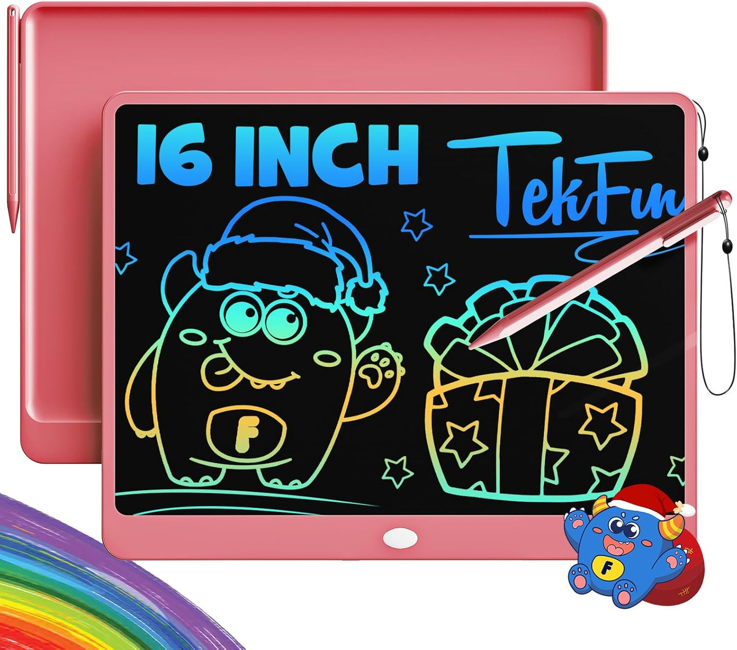 TEKFUN LCD Writing Tablet for Kids, 10-inch Coloring Drawing Pad, Mess Free Doodle Board, Airplane Travel Toys for Boys and Toddlers, Road Trip Essentials, Gifts for 3 4 5 6 7 8 Year Old Girls(Blue)