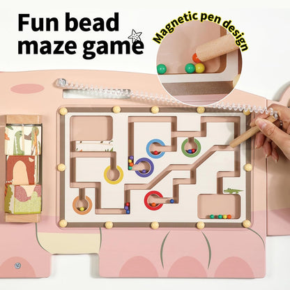 Wooden Sensory Wall Panel for Kids Activity Wall Busy Board with Wooden Toolboxes, Kitchen, Doctor Kit & More! Wall-Mounted Learning Toy for Preschoolers (3+), STEM Play