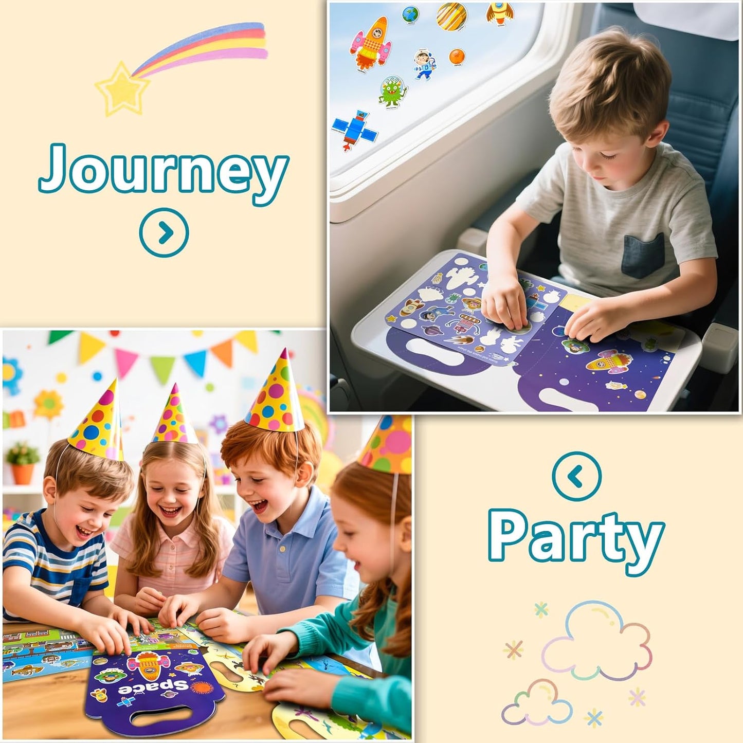 Reusable Sticker Books for Toddlers 1-3, Puffy Stickers Book for Kids Ages 2-4, Toddler Travel Activities Book Toy for Birthday Christmas - Christianity Jesus, Noah's Ark, Fairy Tales(3 Set)