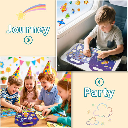 Reusable Sticker Books for Toddlers 1-3, Puffy Stickers Book for Kids Ages 2-4, Toddler Travel Activities Book Toy for Birthday Christmas - Christianity Jesus, Noah's Ark, Fairy Tales(3 Set)