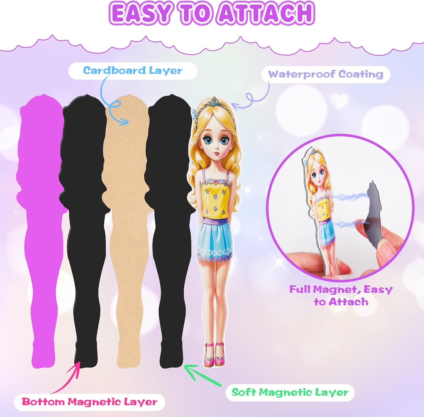Magnetic Dress Up Dolls for Girls - Princess Magnet Paper Dolls Book with 3D City Buildings - Travel Car Trip Quiet Book Game Toys Easter Birthday Gifts for Kids Toddlers Ages 3 4 5 6 7(Style C)