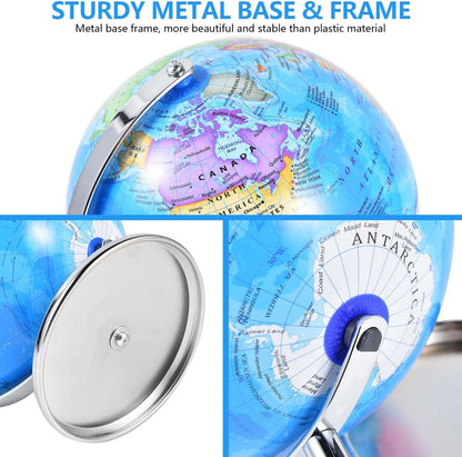 KISEER 6 Inch World Globe Rotating Earth Spinning Globe with Heavy Metal Stand for Kids Geography Classroom Education or Office Home Decorations