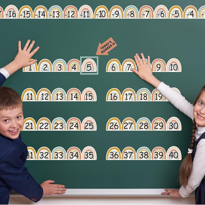 Number Line for Classroom Wall (-20 to +120) Boho Heart Shape Number Bulletin Board for Students Math Learning Boho Bulletin Border Decor Numbers Boarder Strips for Home School