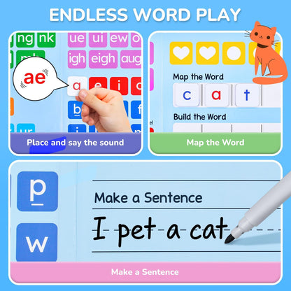 JoyCat 265 Phonics Magnetic Letter Tiles- Hooked on Phonics, ABC Reading Games Set with Word-Building Folder & Storage Case, Letter Sound Alphabet Letters, Preschool Pre k Classroom Materials