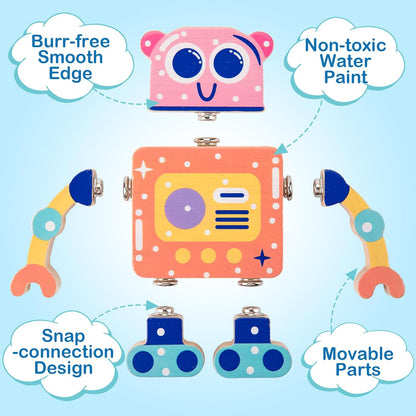 KODATEK Wooden Snap-Together Building Toys, STEM Building Blocks, Take Apart Toys Playset, Fine Motor Skill Montessori Educational Learning Toys Gift for 3 4 5 6 Years Toddlers Kids