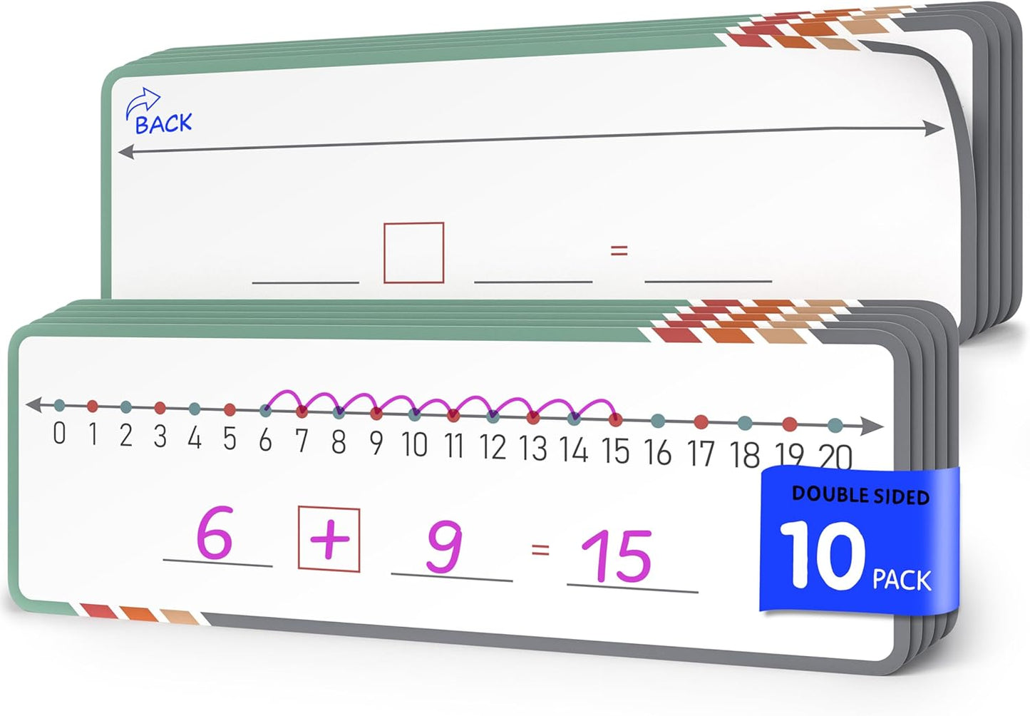 SCRIBBLEDO Dry Erase Number Line for Students 4”x12” Small White Board Dry Erase Sheets Math Manipulatives Number Lines for Classroom Supplies Teacher Pack 10 Sheets