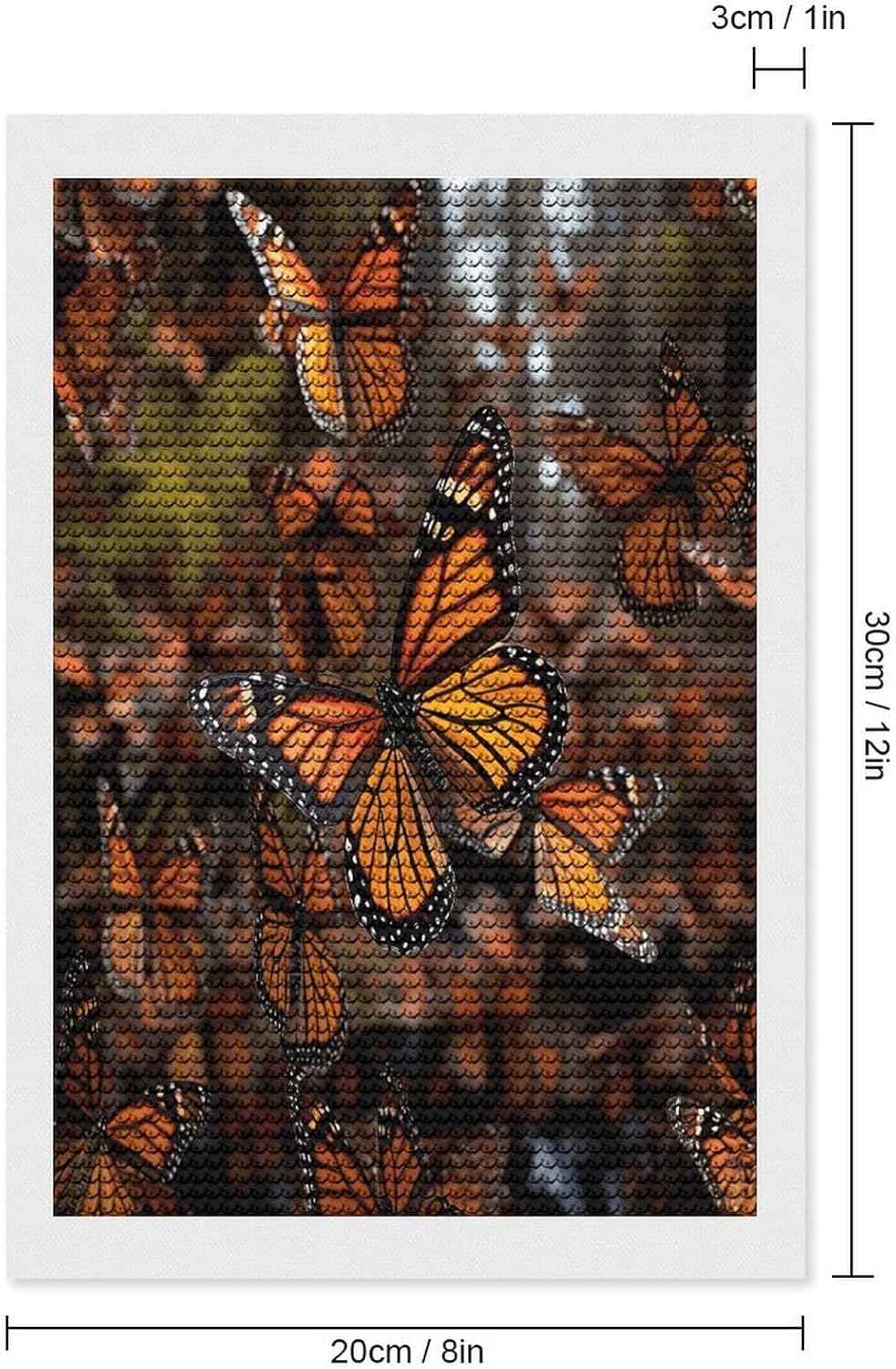 VstaDank Monarch Butterflies Diamond Painting Kits Exquisite DIY Full Round Drill Diamond Dots Painting for Adults Beginner Diamond Photo Paint with Diamond Picture Art Wall Decor 12"x20"