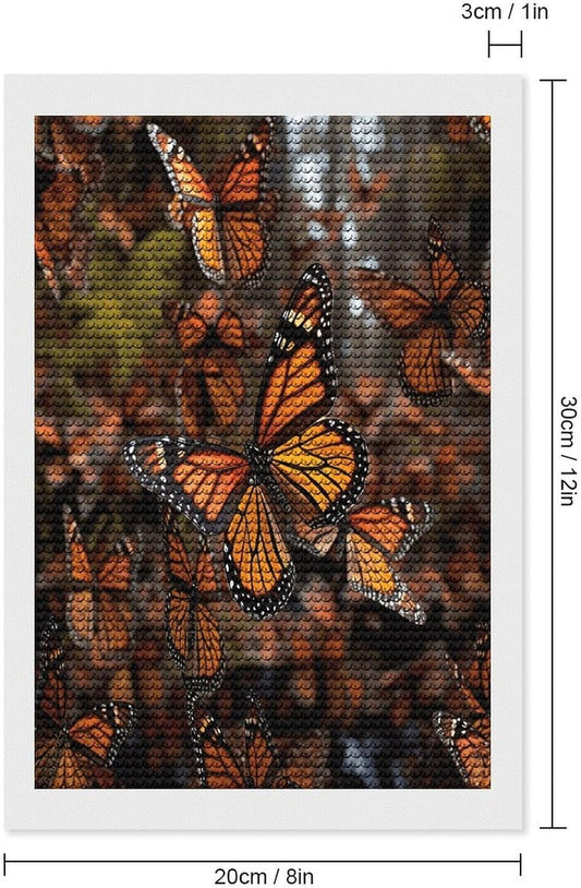 VstaDank Monarch Butterflies Diamond Painting Kits Exquisite DIY Full Round Drill Diamond Dots Painting for Adults Beginner Diamond Photo Paint with Diamond Picture Art Wall Decor 12"x20"