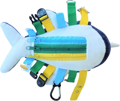 SENSORY4U Buckle Pillow Sensory Fine Motor Development Toy Activity Plushie - OT Therapy Tool Threading Counting Colors Latches Sorting Skills in One - 2nd Edition