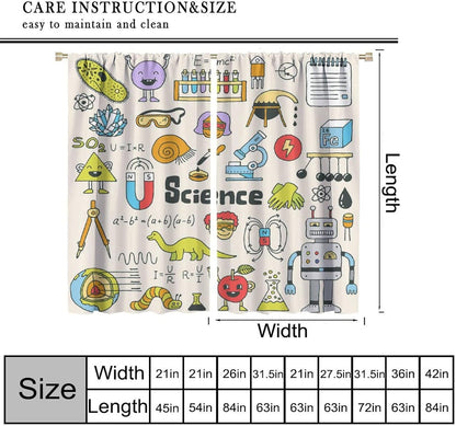 Science Physics Window Curtains, Abstract Math Chemistry Curtain Scientist Graffiti Print Window Treatments for Kids Teens Bedroom Living Room Kitchen Set 2 Panels,42x63 Inches