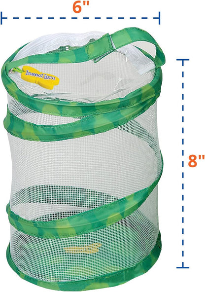 Insect Lore Mini Butterfly Habitat | Clear Mesh, Zipper, 8” Tall | Pop Up Folds Flat | Habitat for Most Insects