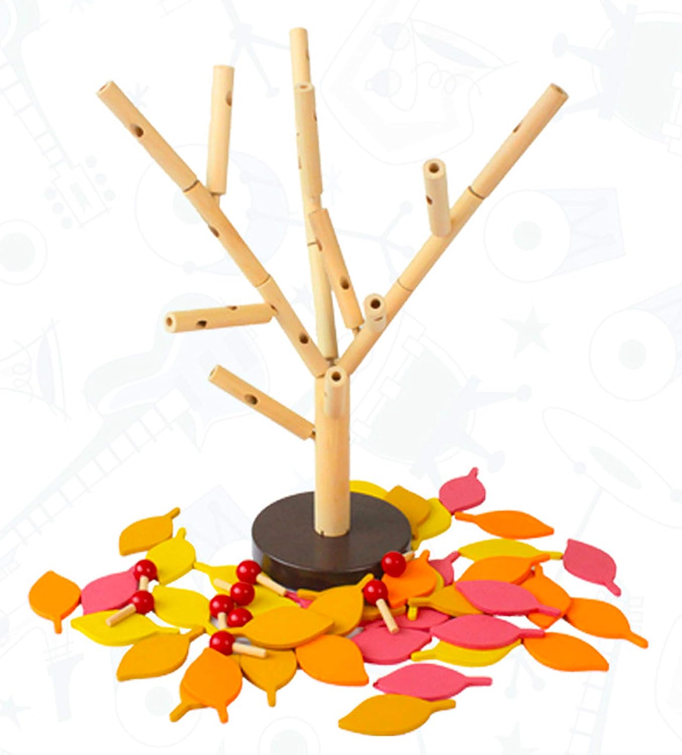 Early Childhood Building Blocks Wooden Assembling Tree Combination Boys and Girls DIY Disassembly Puzzles Educational Toys Home Office Decoration (Green)-3 Yrs+