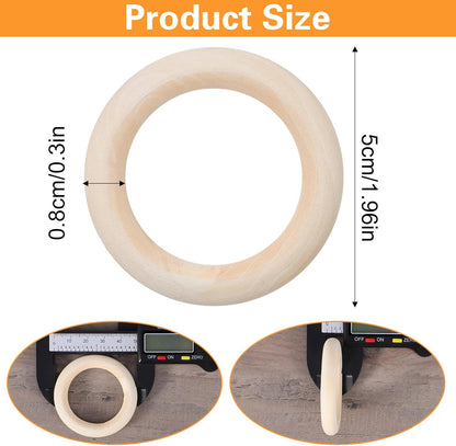 10 Pcs Width Wooden Rings 2 Inch Unfinished Smooth Wood Rings Natural Wooden Ring for Crafts Circles Without Paint for Macrame Pendant Connectors Jewelry Making DIY Making Craft Ring